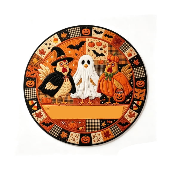 Halloween Round Area Rug 24in Washable Small Circle Rugs for Kitchen Entryway, Fall Horror Spooky Chicken Ghost Non-Slip Carpet Floor Mats Indoor Outdoor Carpet Runner Aesthetic Home Decor