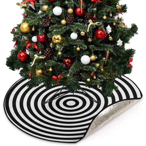 Halloween Round Christmas Tree Mats Waterproof Tree Skirt, Hypnotic Fascinating Cycle Xmas Tree Stand Tray Mat Floor Protector Pad for Holiday Party Decoration, 28.3"
