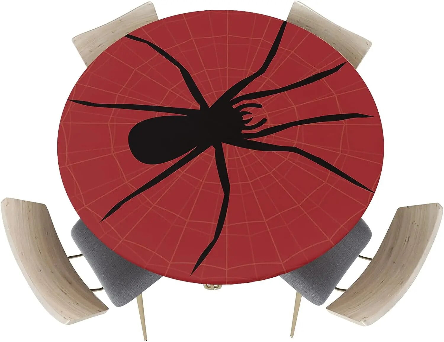 Halloween Round Fitted Table Cover for Dining Tables Elastic Edged