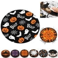 thumbnail image 1 of Halloween Round Fitted Tablecloth with Elastic Black Cute Ghost Boo Bat Pumpkin Spooky Circle Table Cloth for 40-44" Tables Scary Holiday Wipeable Washable Table Cover (B-1PCS), 1 of 8