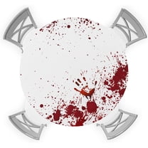 Halloween Round Fitted Tablecloth with Elastic Blood Hand Tablecloths Horror Scary Bloody Table Cover for Kitchen Dinner Holiday Party Picnic Halloween Decor Fits Tables up to 36"- 44" Diameter