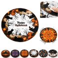 thumbnail image 1 of Halloween Round Fitted Tablecloth with Elastic Cute Black Cat Pumpkin Bat Tree Circle Table Cloth for 40-44" Tables Scary Spooky Holiday Wipeable Washable Table Cover (A-1PCS), 1 of 8