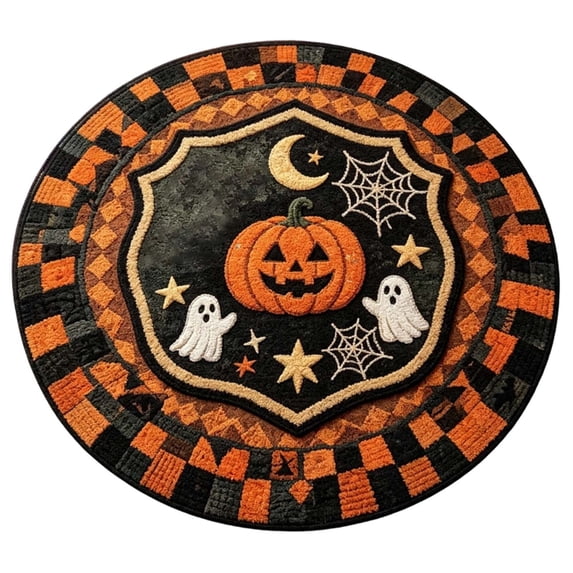 Halloween Round Floor Mat, 40cm Seasonal Decorative Rug â Soft Polyester Non- Door Mat for Entryway, Living Room & Holiday Party Decor