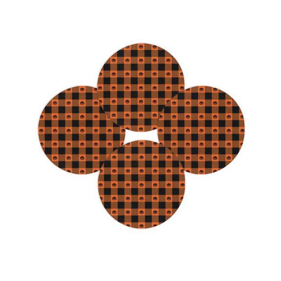 Halloween Round Placemats Set of 4 Funny Pumpkin Place Mats Washable Woven Placemat Orange Black Buffalo Check Circle Braided Table Mat for Kitchen Dining Table Holiday Party Home Decor 15 Inch