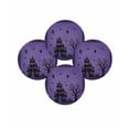 thumbnail image 1 of Halloween Round Placemats Set of 4 Haunted Castle Ghost Place Mats Woven Placemat Purple Black Bat Dead Tree Buffalo Plaid Circle Braided Table Mat for Kitchen Dining Table Party Decor 15 Inch, 1 of 9