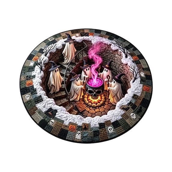 Halloween Round Rug, Optical Illusion Entryway Rugs 3D Graphic Gothic Circle Carpet Non-Slip Absorbent Machine Washable Door Mat for Bathroom Bedroom Room Entryway Decor