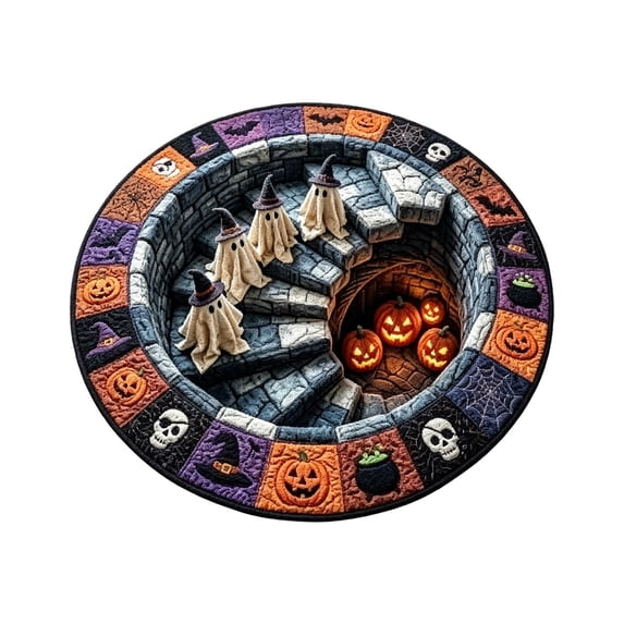 Halloween Round Rug, Optical Illusion Entryway Rugs 3D Graphic Gothic Circle Carpet Non-Slip Absorbent Machine Washable Door Mat for Bathroom Bedroom Room Entryway Decor