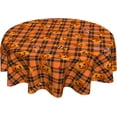 thumbnail image 1 of Halloween Round Table Cloths 60 inch Pumpkin Circular Tablecloth Orange Buffalo Plaid Circle Table Cloths for Dining Tables Decoration Ollipop Candy Fall Autumn, 1 of 6