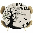 thumbnail image 1 of Halloween Round Tablecloth 36-44 Inch Round Fitted Table Cloth with Elastic Edge, Spooky Pumpkins Halloween Horror Bat Tree Waterproof Table Cover Protector for Outdoor Picnic Party Dining, 1 of 6