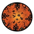 thumbnail image 1 of Halloween Round Tablecloth, 47.6 Inch Spooky Haunted House Pumpkin Bat Printed Elastic Edge Table Cover for Halloween Party Home Dining Table Decor, 1 of 7