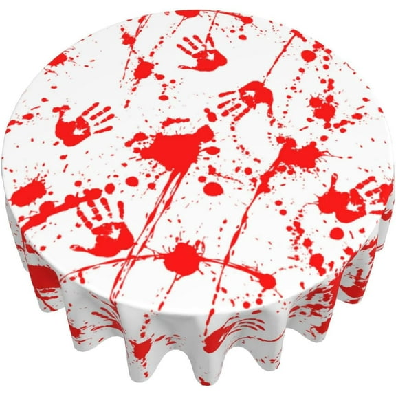 Halloween Round Tablecloth 60 Inch, Bloody Tablecloth Halloween Table Cloth Outdoor and Indoor Table Cover for Halloween Horror Scream Party Decorations