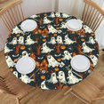 thumbnail image 1 of Halloween Round Tablecloth Scary Ghost Spooky Pumpkin Table Cover with Elastic Edge Washable Fitted Table Cloth for Kitchen Patry Outdoor Decor Fits 36"-44", Small, 1 of 6