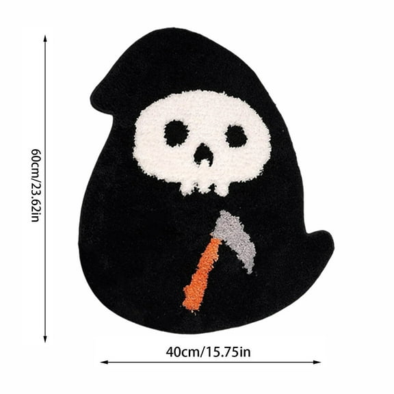 Halloween Rug, Cute Halloween Decorations, 6 Shapes for Choose, with Ghost groups, Grim Reaper, Pumpkin, Spooky Ghost Designs, for Home, Bathrooms, Doorways, Bedrooms Decorations,1PC