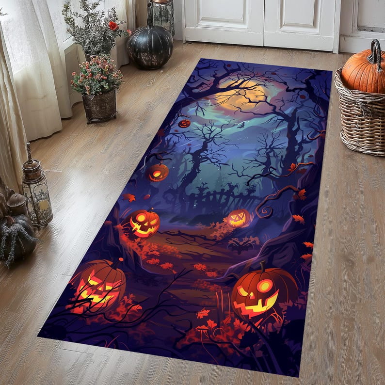 Halloween Rug, Pumpkin Rug, Horror Rug, Halloween Themed Rug, Hallowen ...