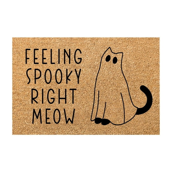 Halloween Rugs: Coco Coir Doormat with Anti- Rubber, Cute Ghost Halloween Welcome Mat, Non- Entrance Door Mats for Indoor Outdoor Bathroom Porch Decor, 15x23 Inch - D