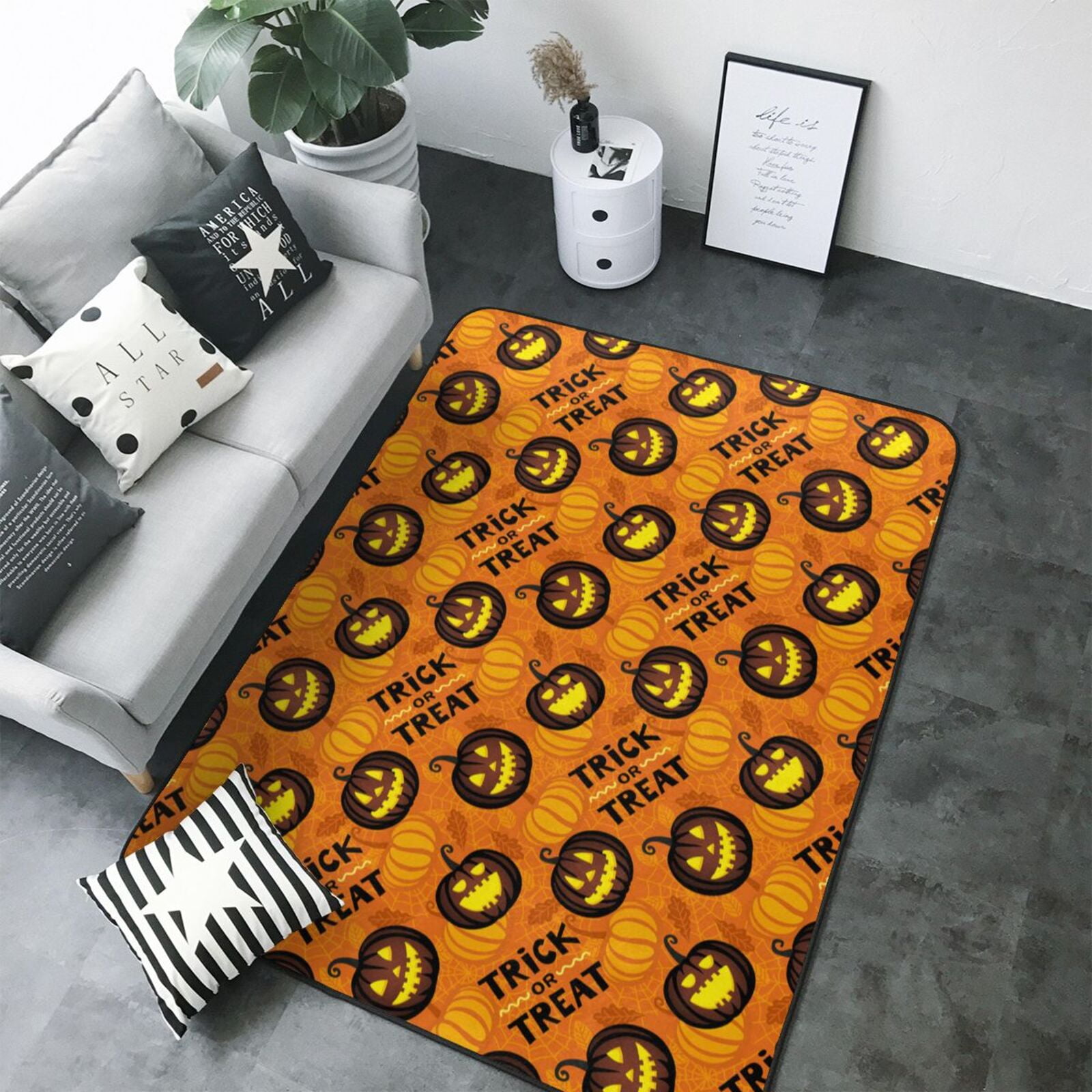 Halloween Rugs, pumpkins halloween funny Area Rugs 5x7 for Living Room