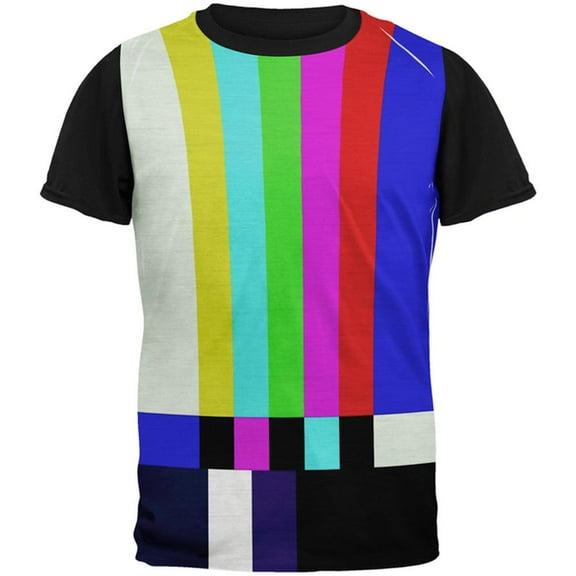 Halloween SMPTE Color Bars Late Night TV Costume All Over Mens Black Back T Shirt Multi SM