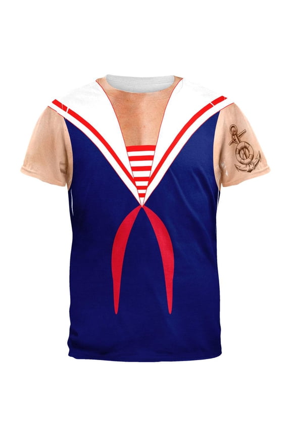 Halloween Sailor Man Costume All Over Adult T-Shirt - Medium