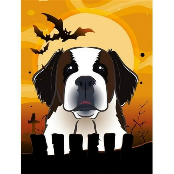 Halloween Saint Bernard Flag Canvas House Size