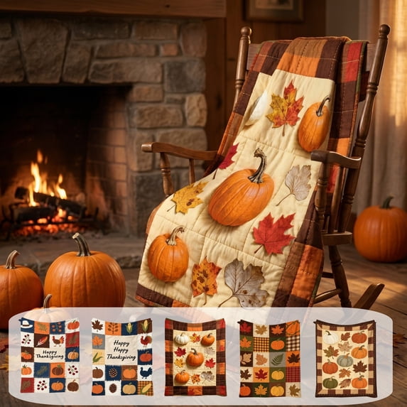 Halloween Sale Clearance!Fall Decorations for Home, Autumns Thanksgiving Flannel Throw Blanket 5 Cute Fall Patterns Plushs Blanket 70x100cm For Sofa Bed Camping Warm Light Weight Cover