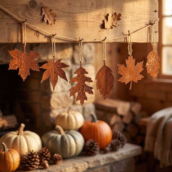 Halloween Sale Clearance!Fall Decorations for Home, Fall Metal Leaf Wall Decor Set Of 6 Fall Maple Leaves Rural Farmhouses Wall Hanging Indoor Outdoor Thanksgiving Harvests Home Porch Decor