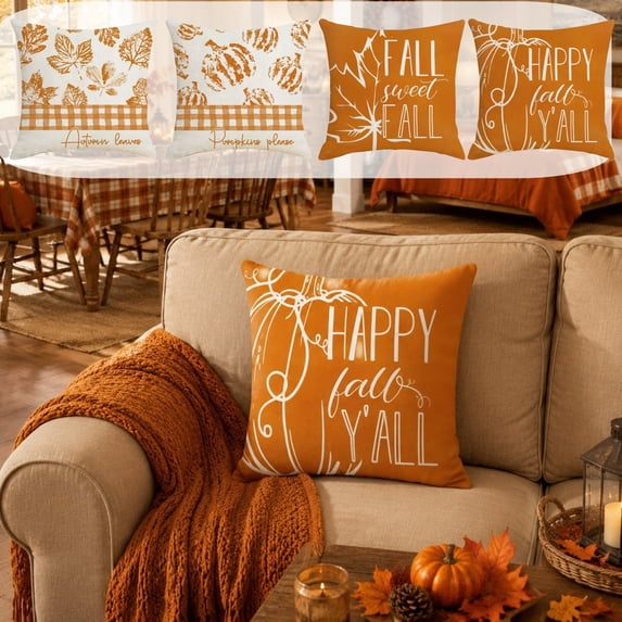 Halloween Sale Clearance!Fall Decorations for Home, Fall Pillow Covers 18x18 Inch Fall Pumpkin Maple Leaf Throw Pillowcase Case For Thanksgiving Pillow Rural Couch Sofa Bed Indoor Outdoor Decor