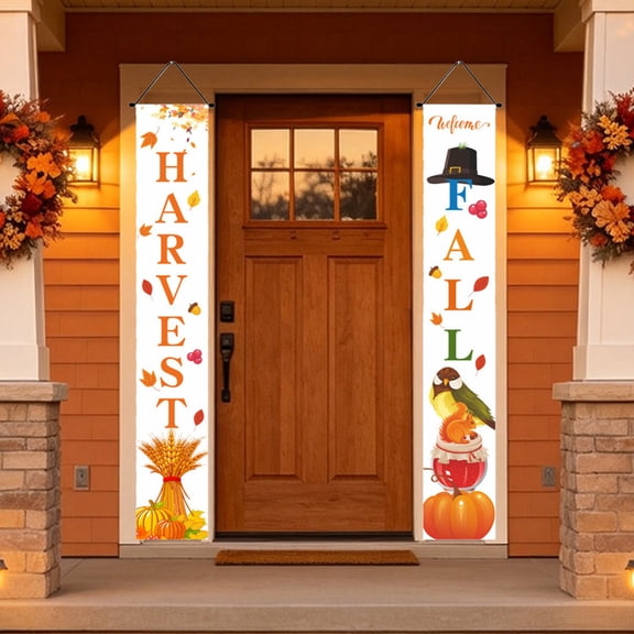 Halloween Sale Clearance!Fall Decorations, A Pair Of Thanksgiving Couplets Door Curtains And Door Decorations Pumpkin Maple Leaf Or Turkey Patterned Door Hanging Thanksgiving Decorative Couplets