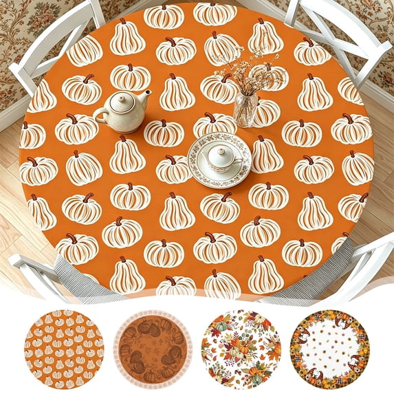 Halloween Sale Clearance!Fall Decorations for Home, Tablecloth For Thanksgiving Pumpkin Dining Table No Wash Waterproof Oil Proof Round Tablecloth