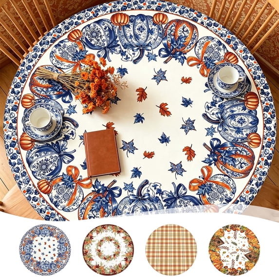 Halloween Sale Clearance!Fall Decorations for Home, Tablecloth For Thanksgiving Pumpkin Dining Table No Wash Waterproof Oil Proof Round Tablecloth