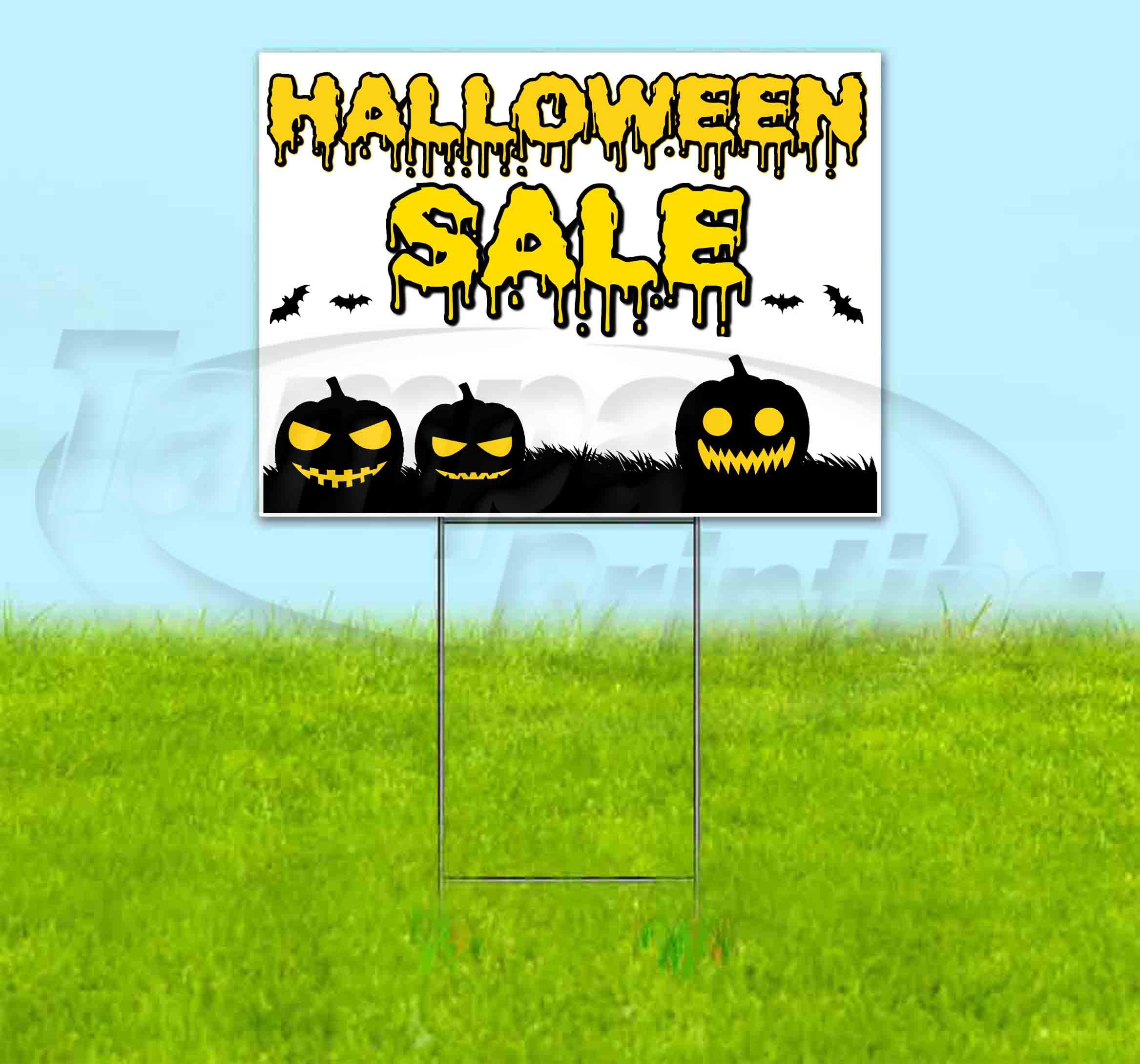 Halloween Sale V3 (18" x 24") Yard Sign, Includes Metal Step Stake