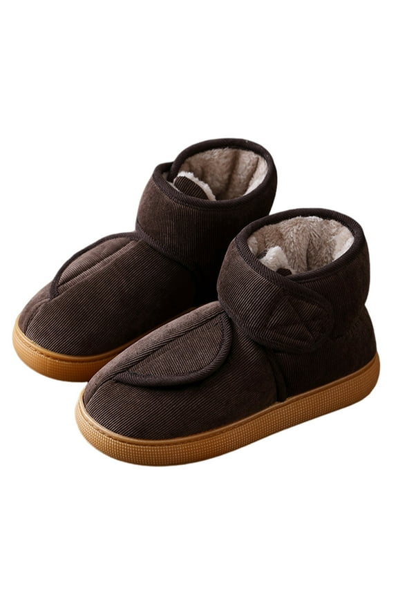 Women's Men's Diabetic Shoes Extra Wide Width Diabetic Boots Warm Slip-on Lymphedema Shoes Adjustable Closure Walking Shoes for Elderly Swollen Feet (Brown 39-40)