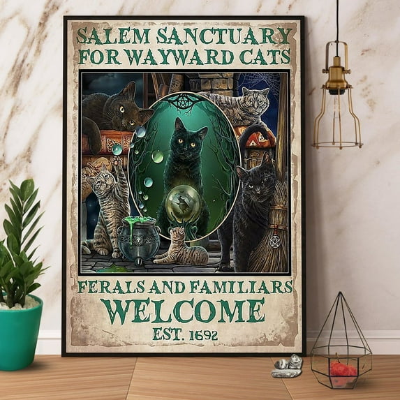 Halloween Salem Sanctuary For Wayward Cats Witch Paper Poster No Frame Matte Wall Art Decor 11 x 17 Inch Poster