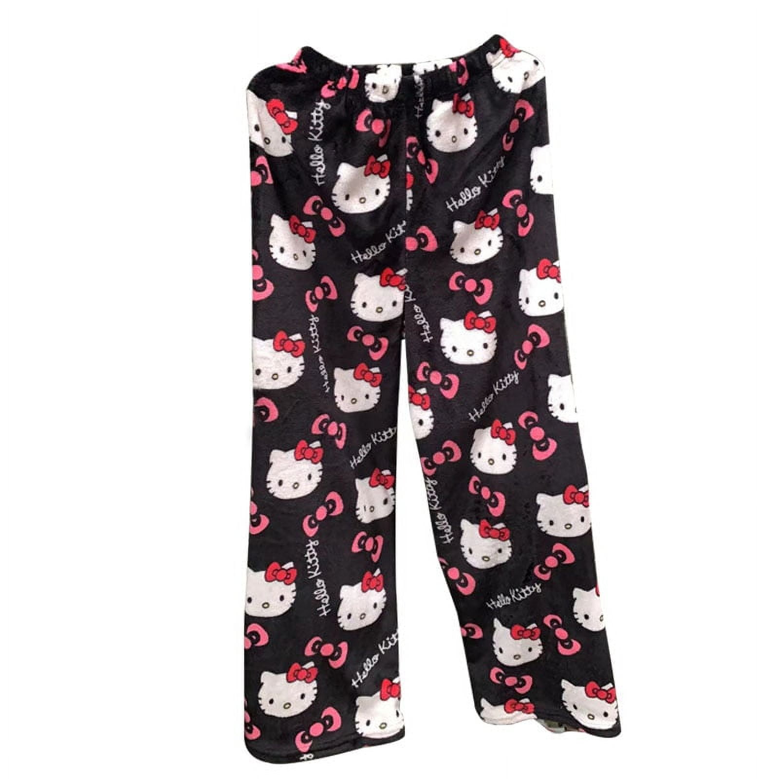 Halloween Sanrio Hello Kitty Pajama Pants Anime Fleece Double Elastic ...