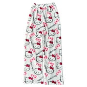 YC Halloween Sanrio Hello Kitty Pajamas Pants Unisex Autumn Winter Warm Flannel Sleepwear Trendy Pumpkin Y2K Cartoon Home Clothes