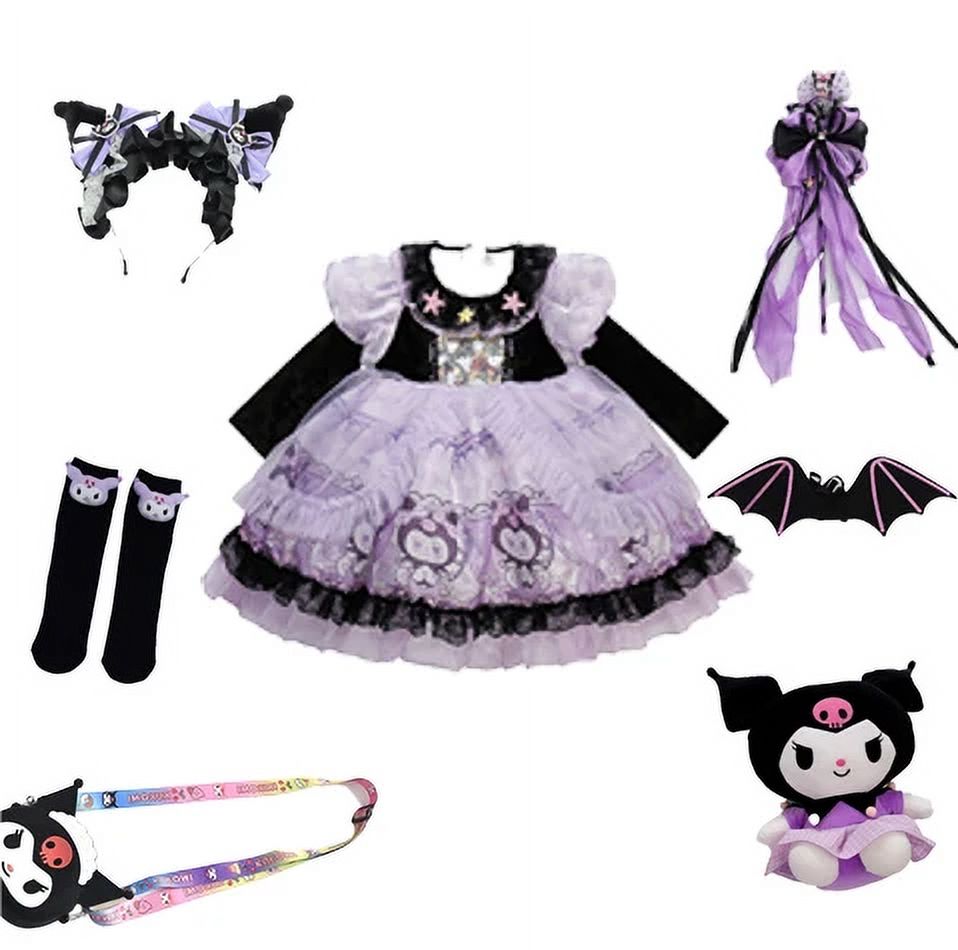 Halloween Sanrio Kuromi Girls Lolita Skirt Princess Dress Spring