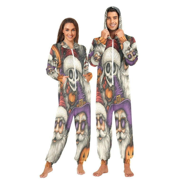 Halloween Santa Claus Adult onesie Pajamas, Crystal Velvet Ultra