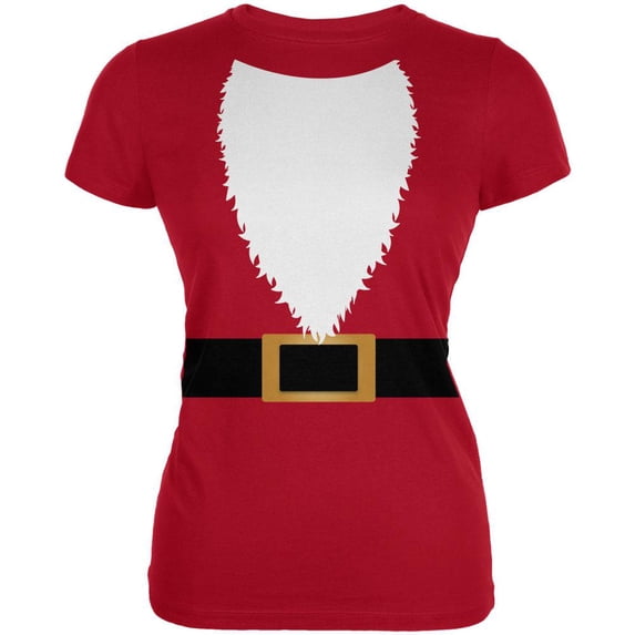 Halloween Santa Claus Costume Juniors Soft T Shirt Red X-LG