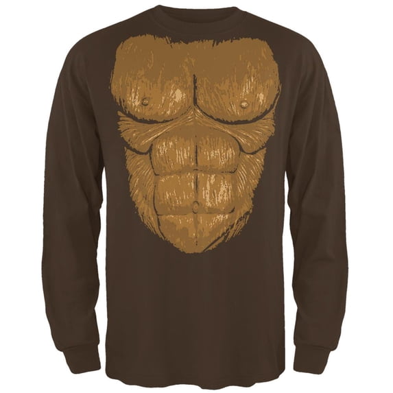 Halloween Sasquatch Bigfoot Costume Mens Long Sleeve T Shirt Brown MD