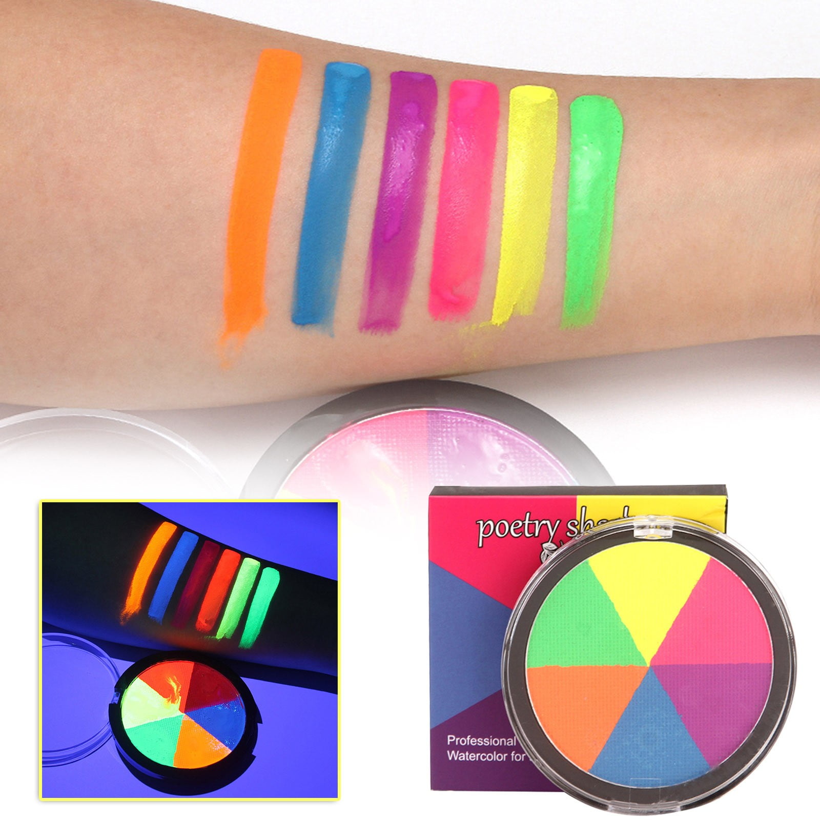 Halloween Savings 2024 Body Paint,6 Color Fluorescent Painting Round