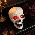 thumbnail image 1 of Halloween Savings Halloween Plastic Skull Decor Statue 2 Styles LED Glowing Red Eyes No Light Skeleton Head Figurine Spooky Tabletop Ornament for Home Gothic Decor Halloween Decor Indoor Outdoor, 1 of 8