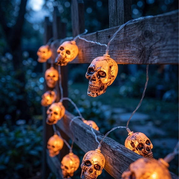 Halloween Savings Vintage Brown Skull String Lights Halloween LED Skeleton Head Lights Spooky Decorative Lamp for indoor Bedroom Party Home Decor Halloween Holiday Halloween Decor indoor Outdoor