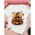 thumbnail image 1 of Halloween Scarecrow Jack O Lantern Graphic Tee T Shirt Tops Breathable Short Sleeve Round Neck White S-5XL, 1 of 4