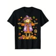thumbnail image 1 of Halloween Scarecrow Pumpkin Graphic Tee Autumn Fall Season Design Comfort Cotton T-Shirt Black S-5XL, 1 of 5