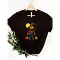 thumbnail image 1 of Halloween Fashion Casual Scarecrow Pumpkin Lantern Graphic Tee T Shirt Tops Short Sleeve Round Neck Black S-5XL, 1 of 5