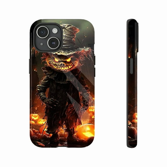 Halloween Scarecrow Pumpkin Phone Case for Horror Fans & Halloween Lovers - Spooky Design with LED Pumpkin Lights & Durable Protection, Compatible with iPhone 11/12/13/14/15/16 (Pro Max/Plus)