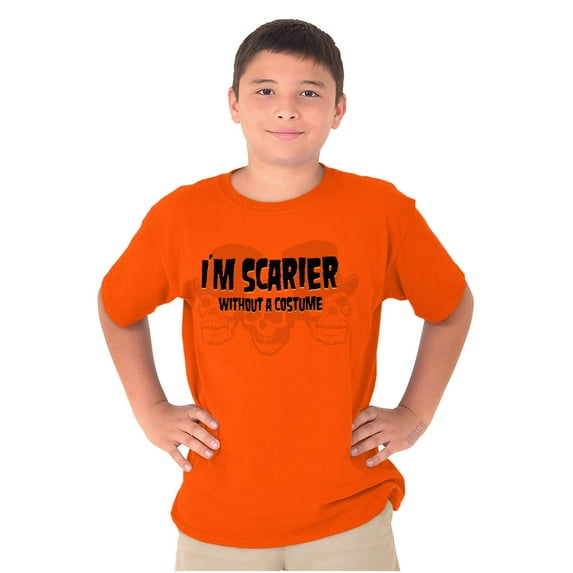 Halloween Scarier Without A Costume Crewneck T Shirts Boy Girl Teen Brisco Brands S