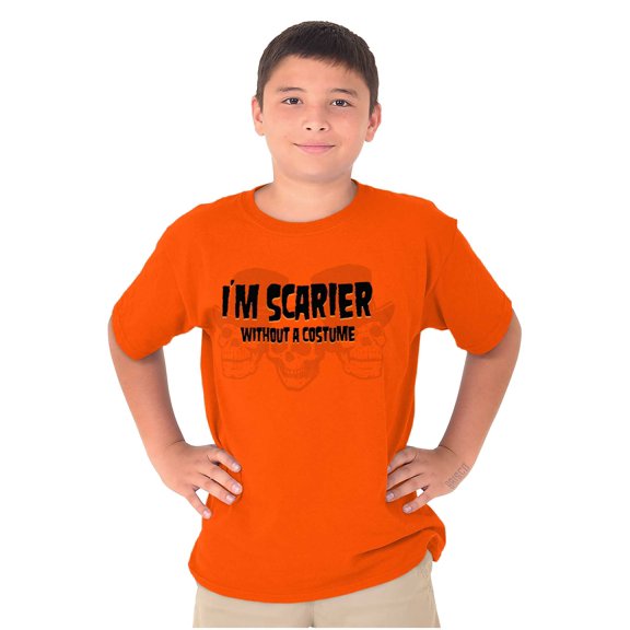 Halloween Scarier Without A Costume Crewneck T Shirts Boy Girl Teen Brisco Brands XS