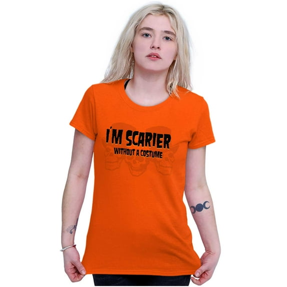 Halloween Scarier Without A Costume Womens Slim Fit Graphic Tee Brisco Brands S