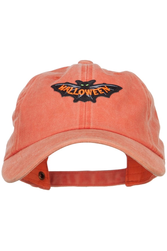 Halloween Scary Bat Patched Unstructured Cap - Orange OSFM