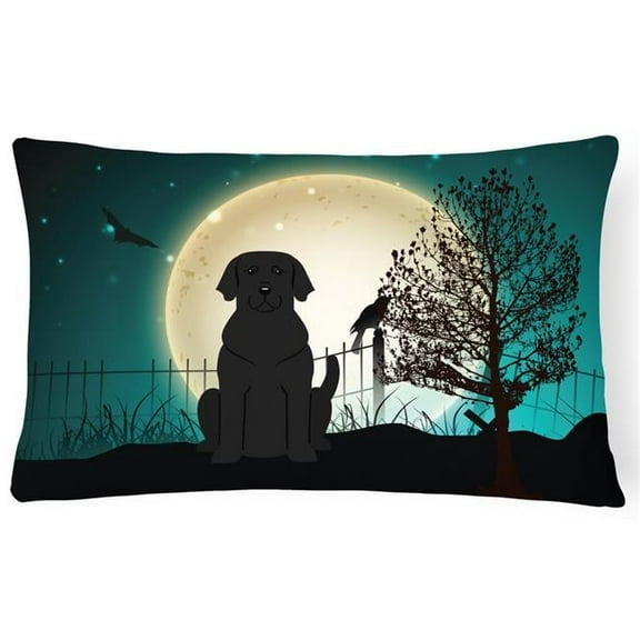 Halloween Scary Black Labrador Canvas Fabric Decorative Pillow